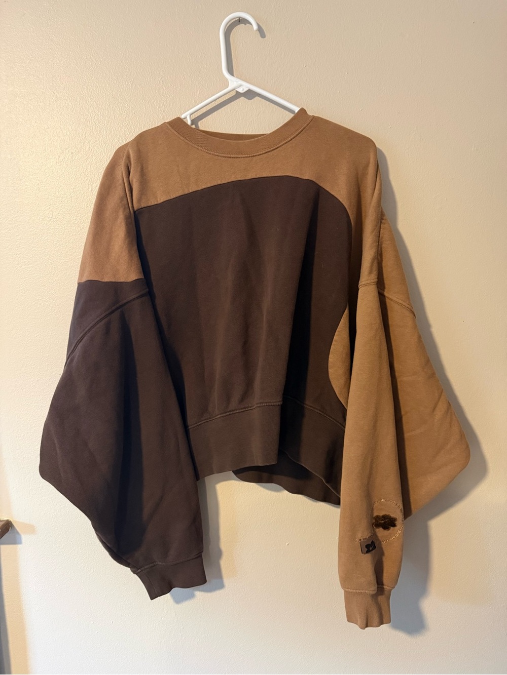 Nike Sportswear Color Clash Women's Fleece Sweatshirt Brown Size XL